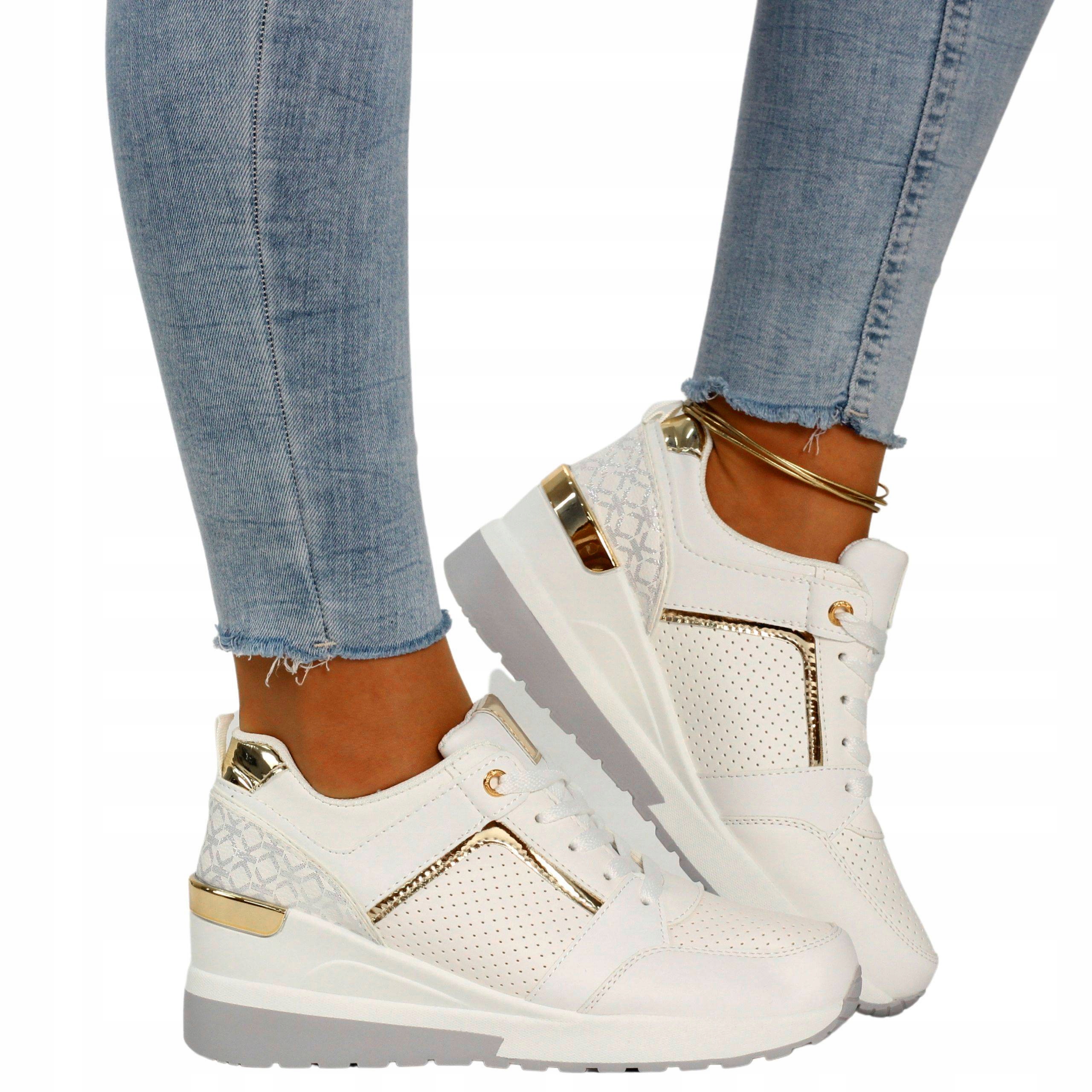 BUTY DAMSKIE SPORTOWE SNEAKERSY BIAŁE LEKKIE Marka Msmg