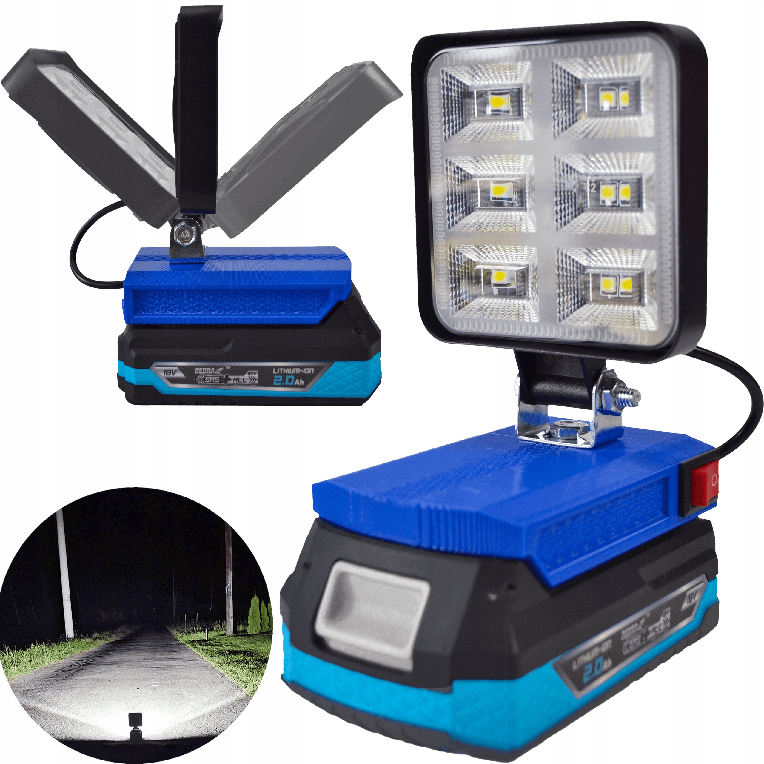 Lampa Pro Dedra 18V Sas+ Halogen Pracovní Led Na Akumulátor