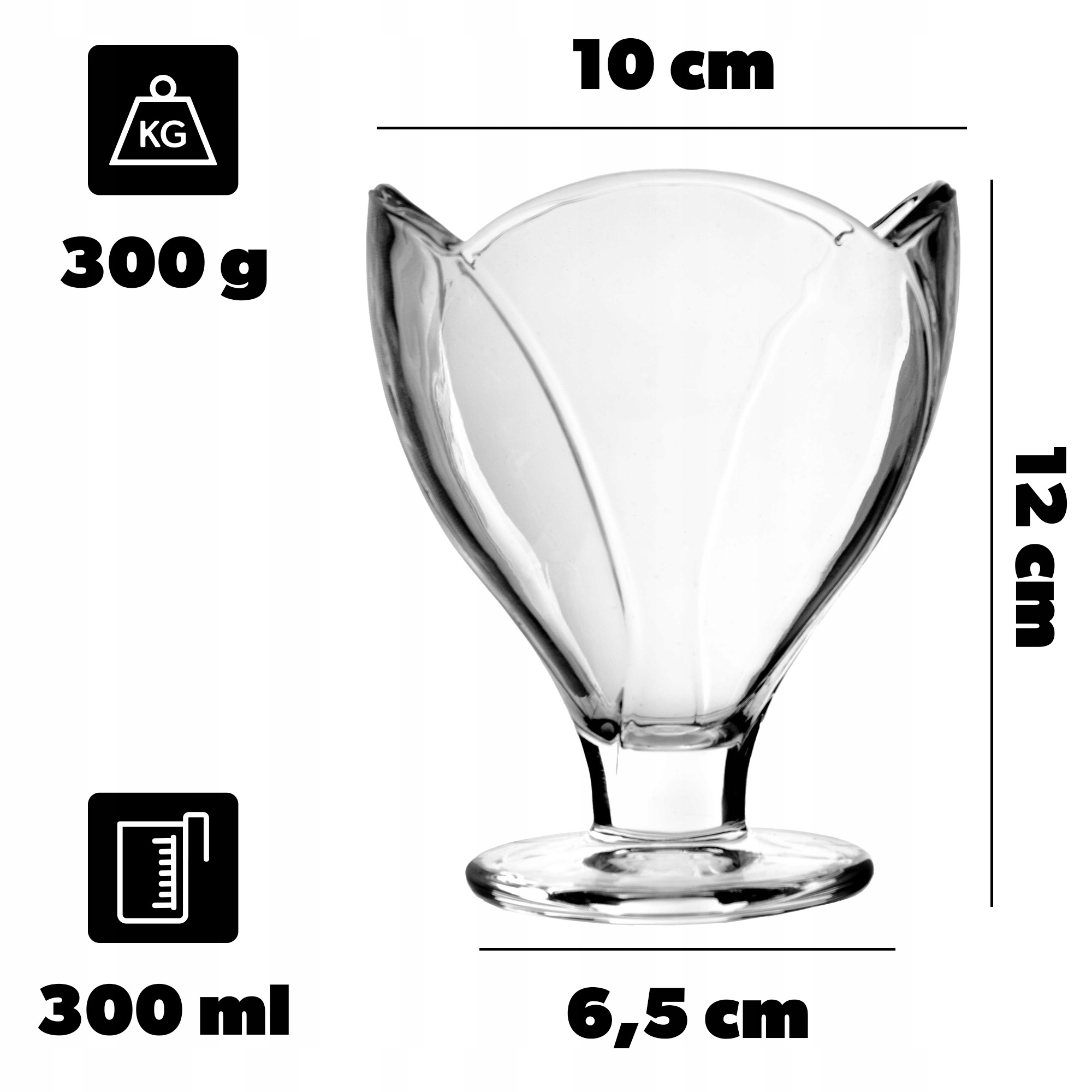 PUCHARKI DO LODÓW DESERÓW NA LODY PUCHAREK SZKLANE 300ml DESER KOMPLET 6szt Kod producenta K10177