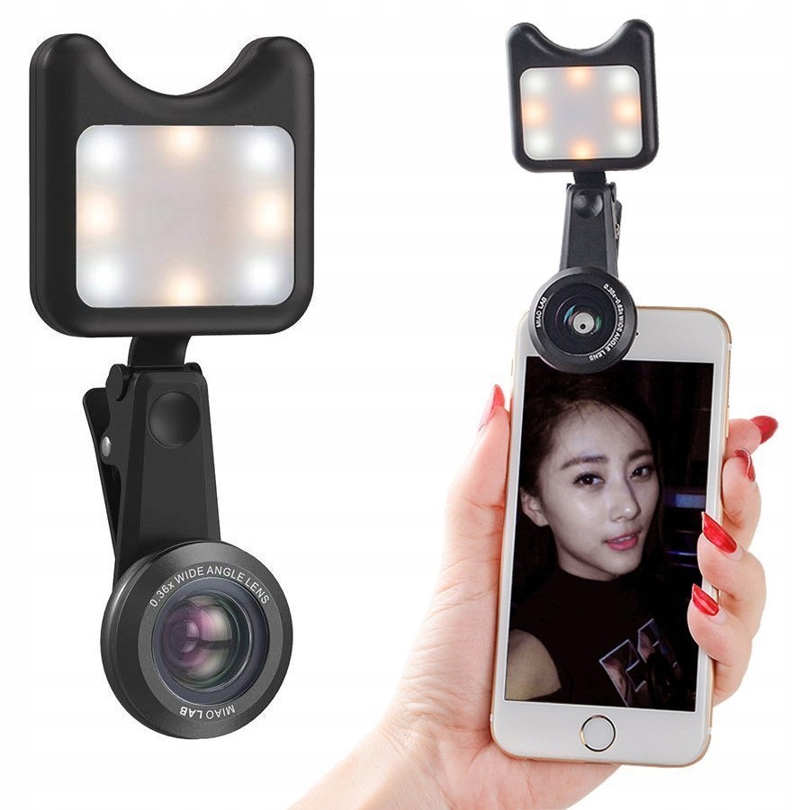 

Obiektyw Do Telefonu 2w1 + Lampa Led Etui Apexel
