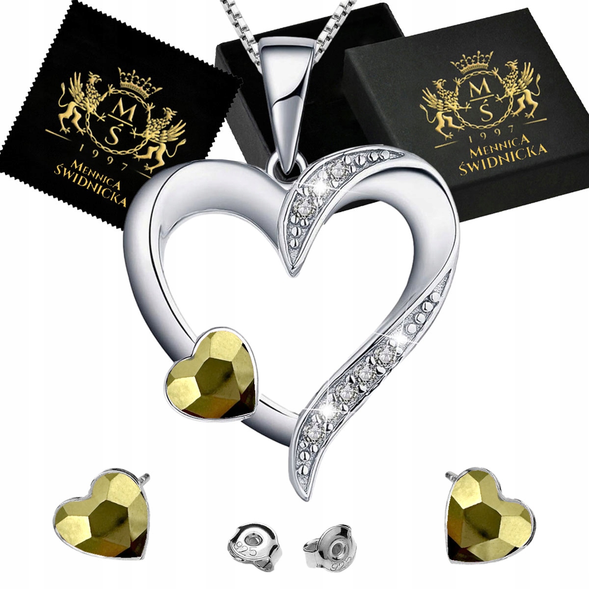 Sada šperků Zlaté Stříbro 925 Náhrdelník Náušnice Jako Dárek Sada