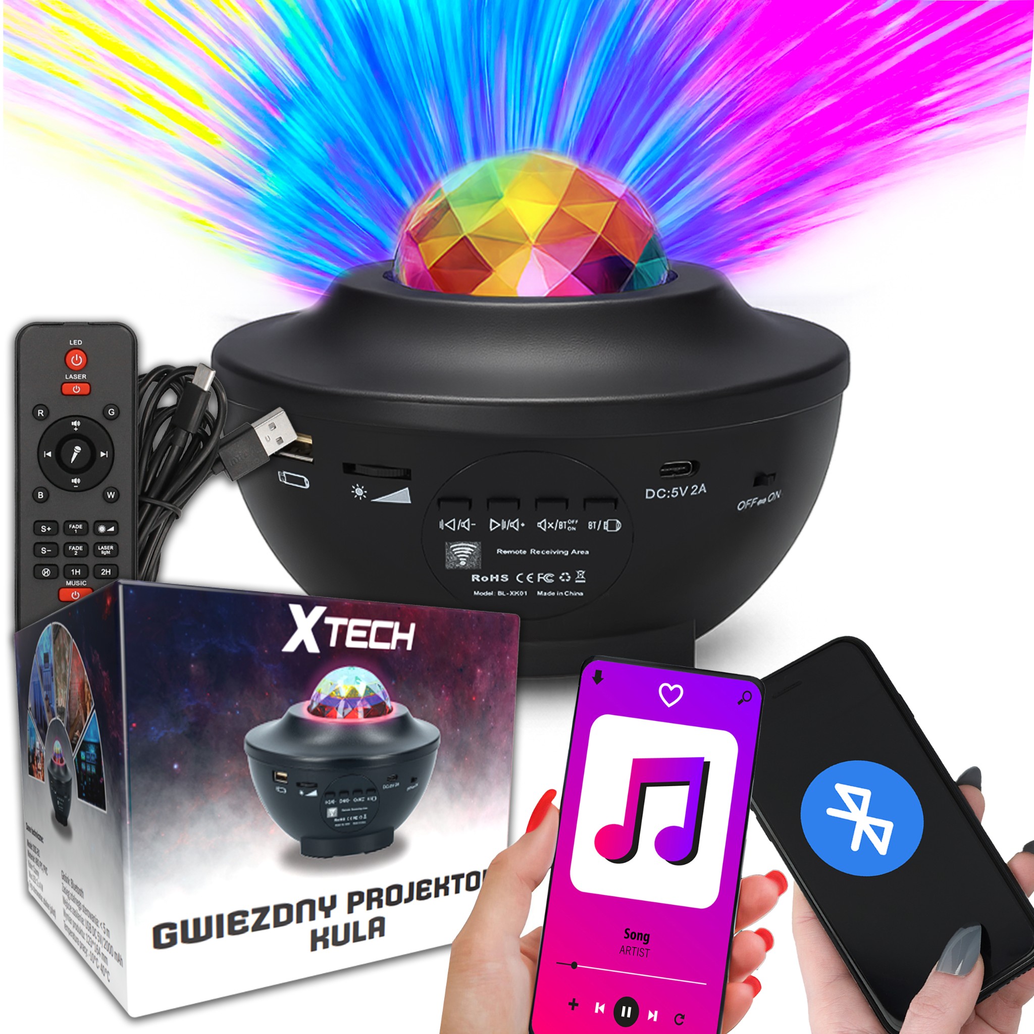 ПРОЕКТОР ЗВЕЗДНОГО НЕБА, СВЕТОДИОДНЫЙ НОЧНИК, BLUETOOTH-ДИНАМИК, ПУЛЬТ ДИСТАНЦИОННОГО УПРАВЛЕНИЯ