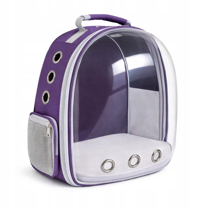 Levně Batoh Přepravka pro zvířata s průhlednou kopulí Fialový 34×40×16 cm