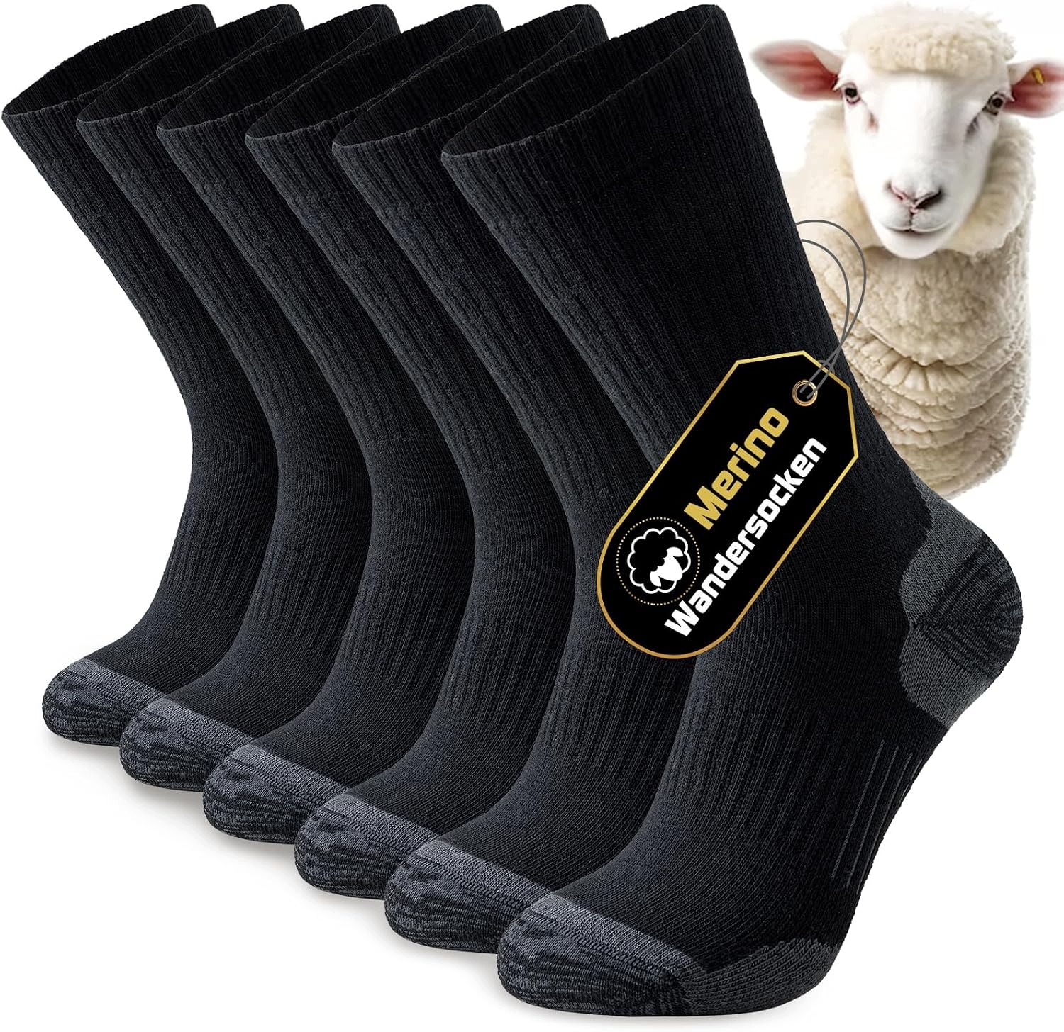 Skarpety trekkingowe z wełny merino 3 pary czarne 39-42