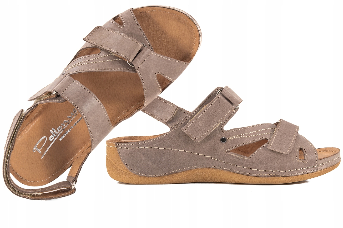 Pollonus 0773 Dámské Kožené Sandály Komfort Koturn Pu capucino 38 Béžová