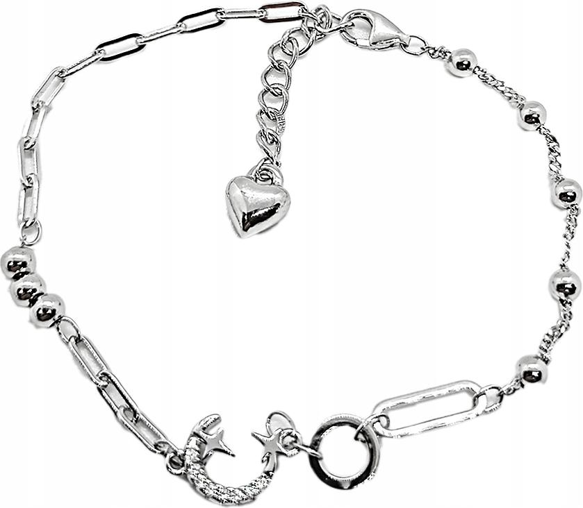 Stříbrný náramek 925 s kuličkami měsíce a zirkony, moderní vzor