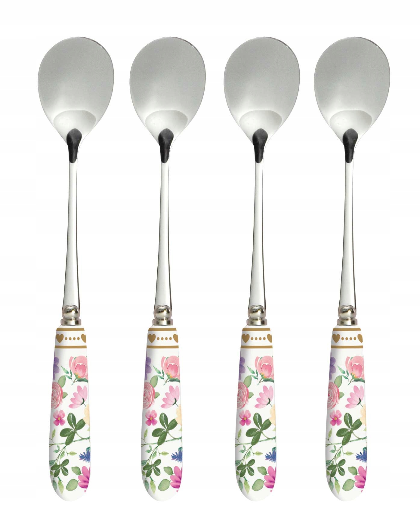 Sada 4 porcelánových lžiček s květinami Love Lžička Dárek