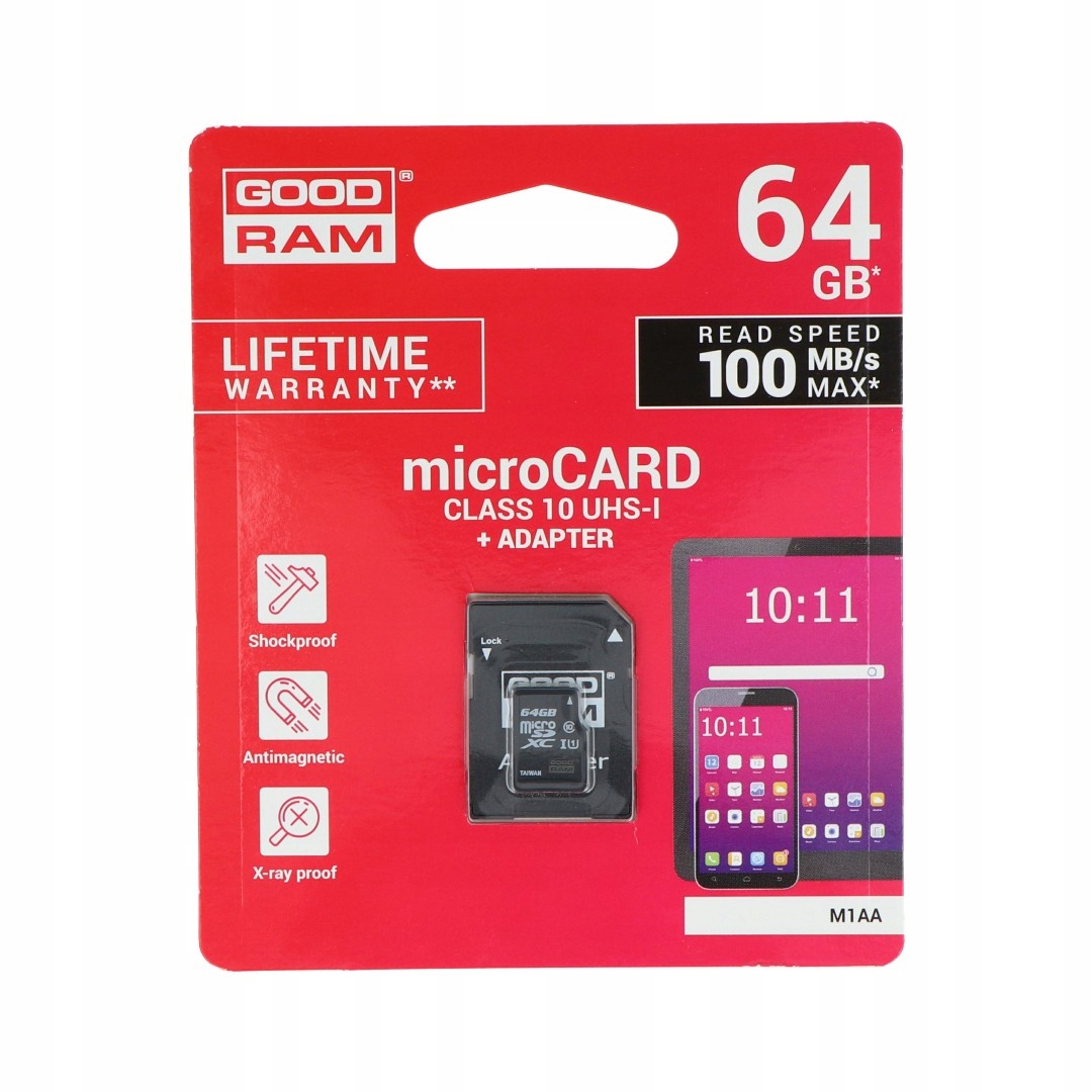 

Karta pamięci Goodram M1AA microSD 64GB 100MB/s