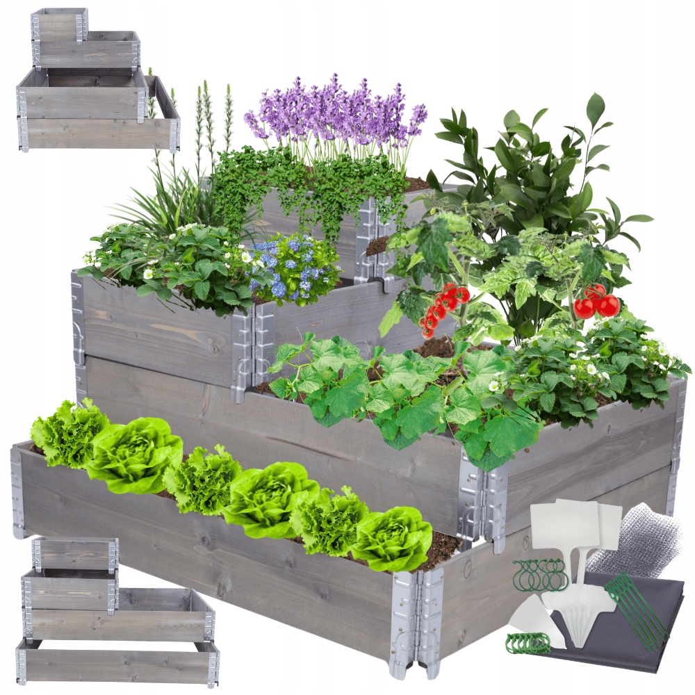 Vyvýšený záhon nastaviteľný kaskádový zeleninový záhon impregnát 60x120x100