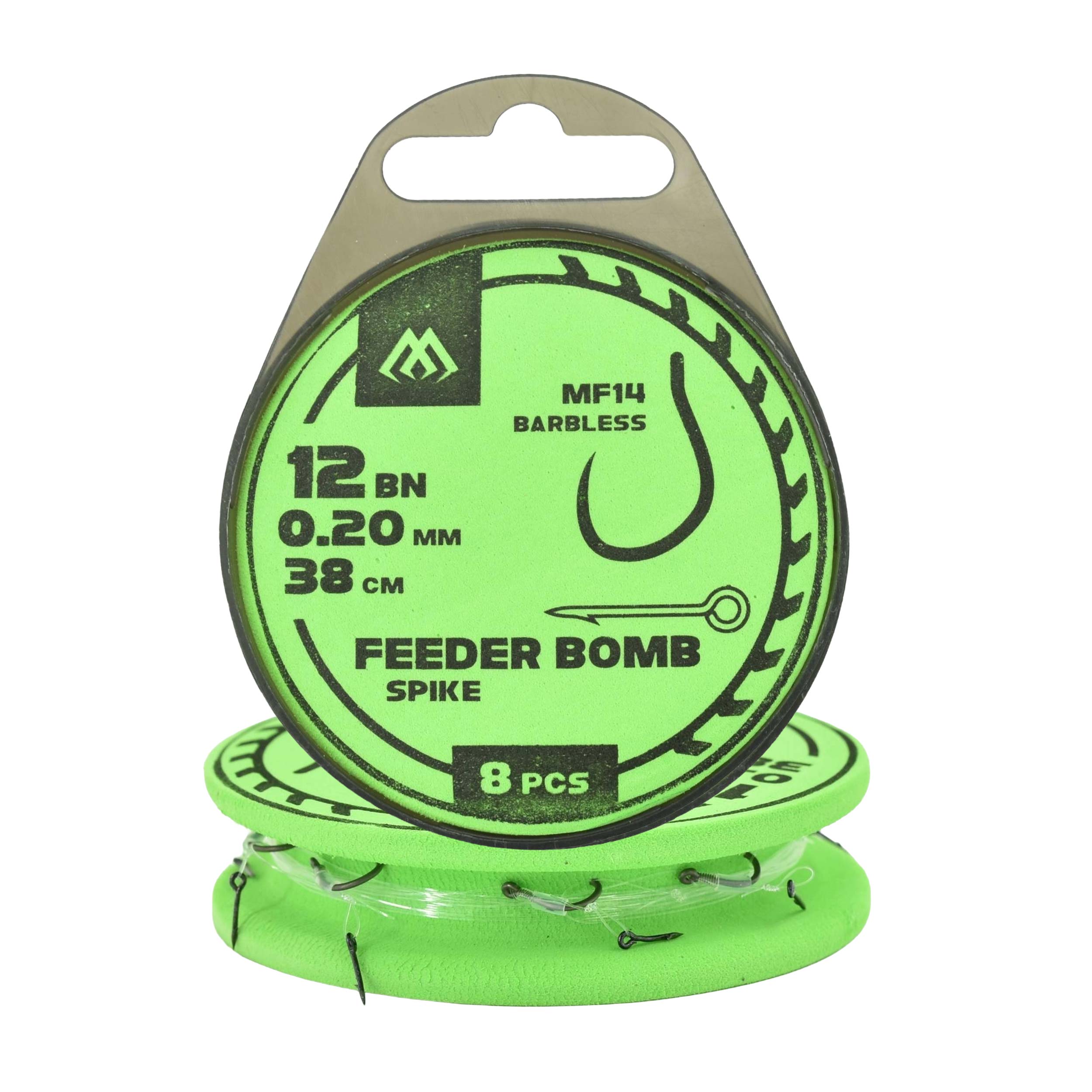 Haki z przyponem bezzadziorowe Mikado Feeder Bomb MF14 z igłą #12 op.8szt.