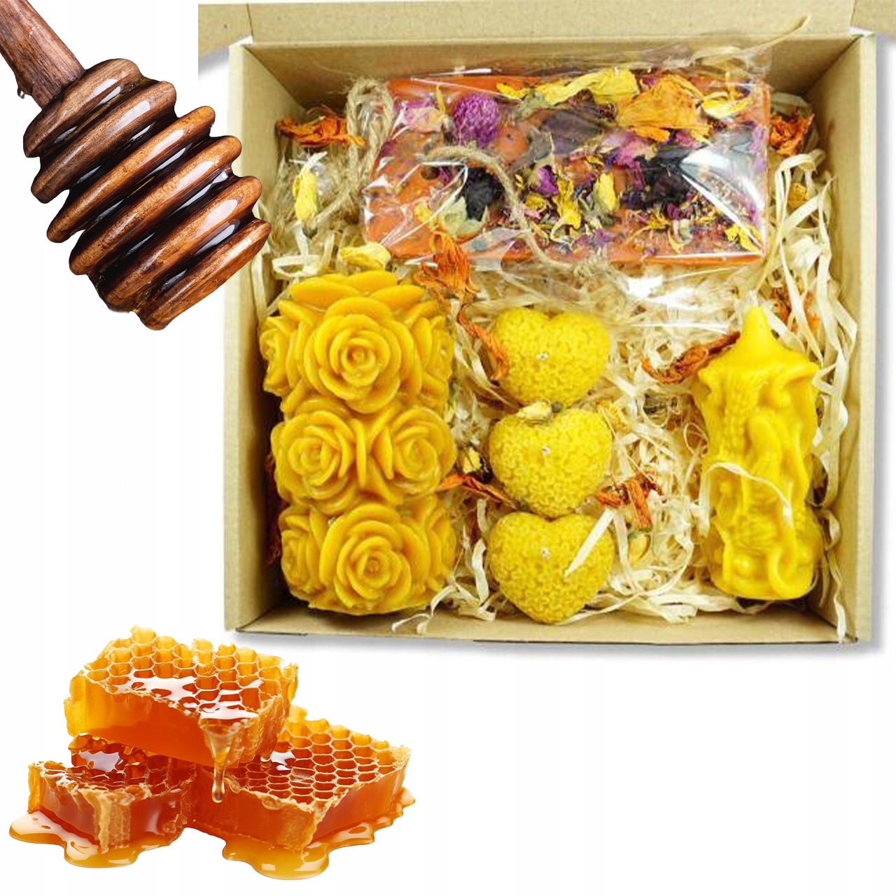 Sada 5x svíčka dárek ke Dni babičky a dědečka vosk přírodní