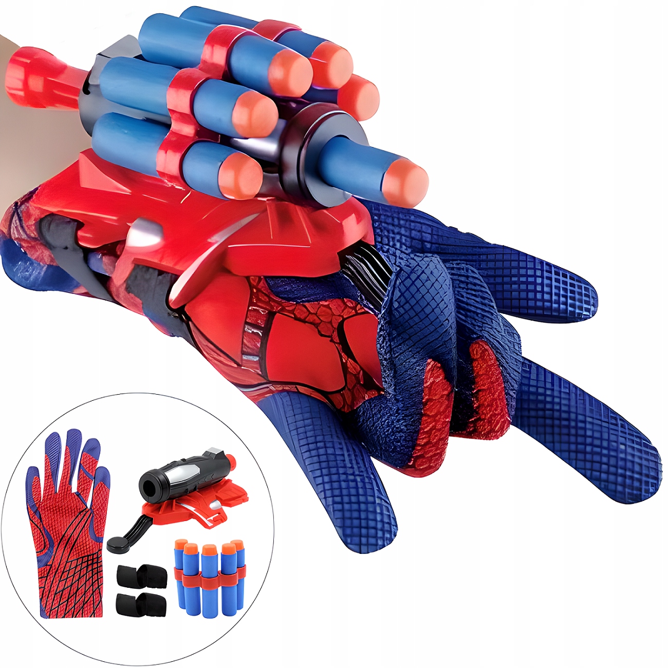 STRZELAJĄCA RĘKAWICA Z WYRZUTKAMI SPIDERMAN SUPERBOHATER COSPLAY