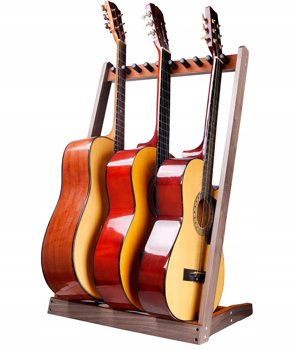 Stojan na kytaru, mnoho dřevěných stojanů na kytaru, podlahový stojan