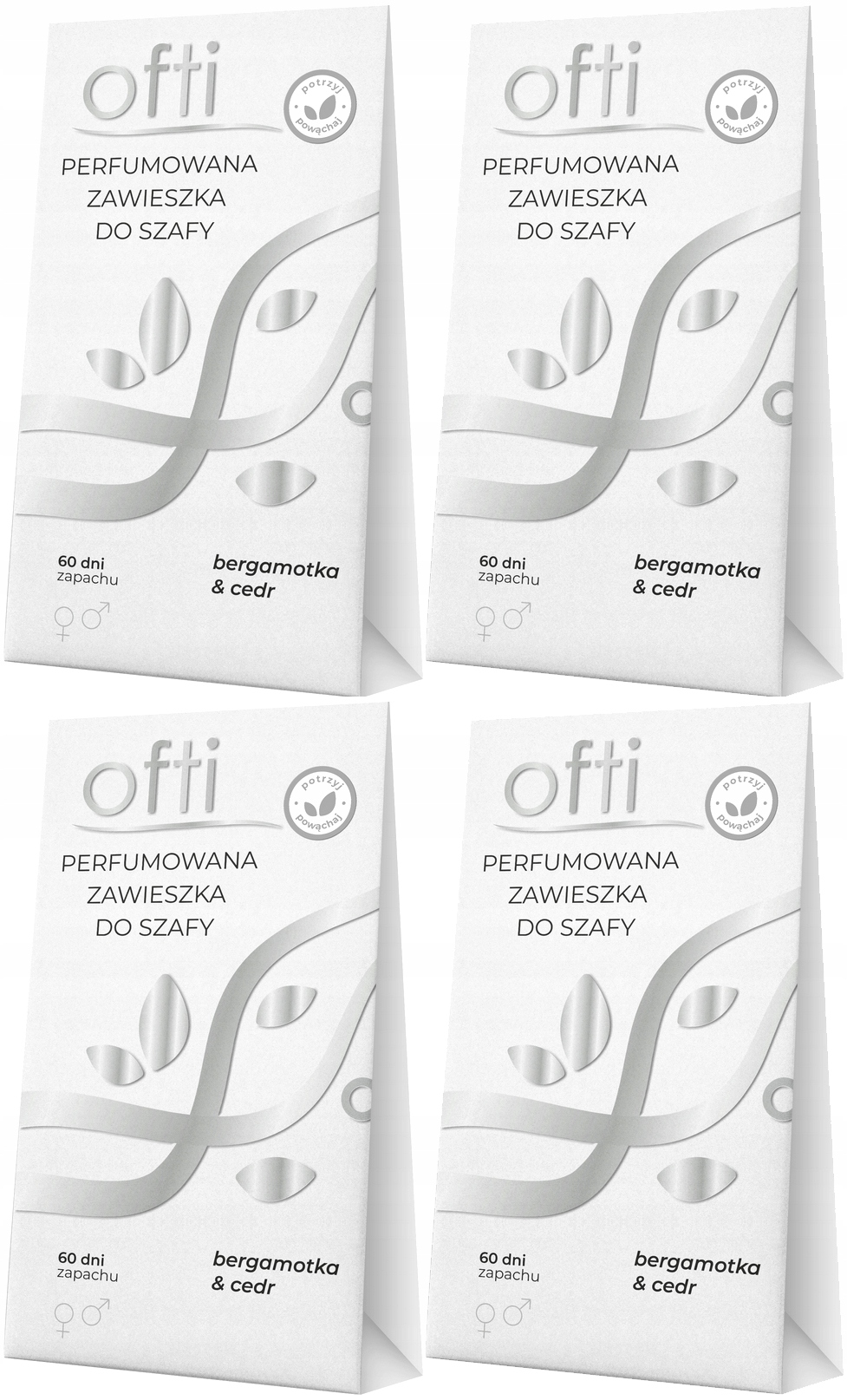 Levně 4x Parfémovaný Závěs Do Skříně Do 60 Dní Bergamotka Cedr Ofti