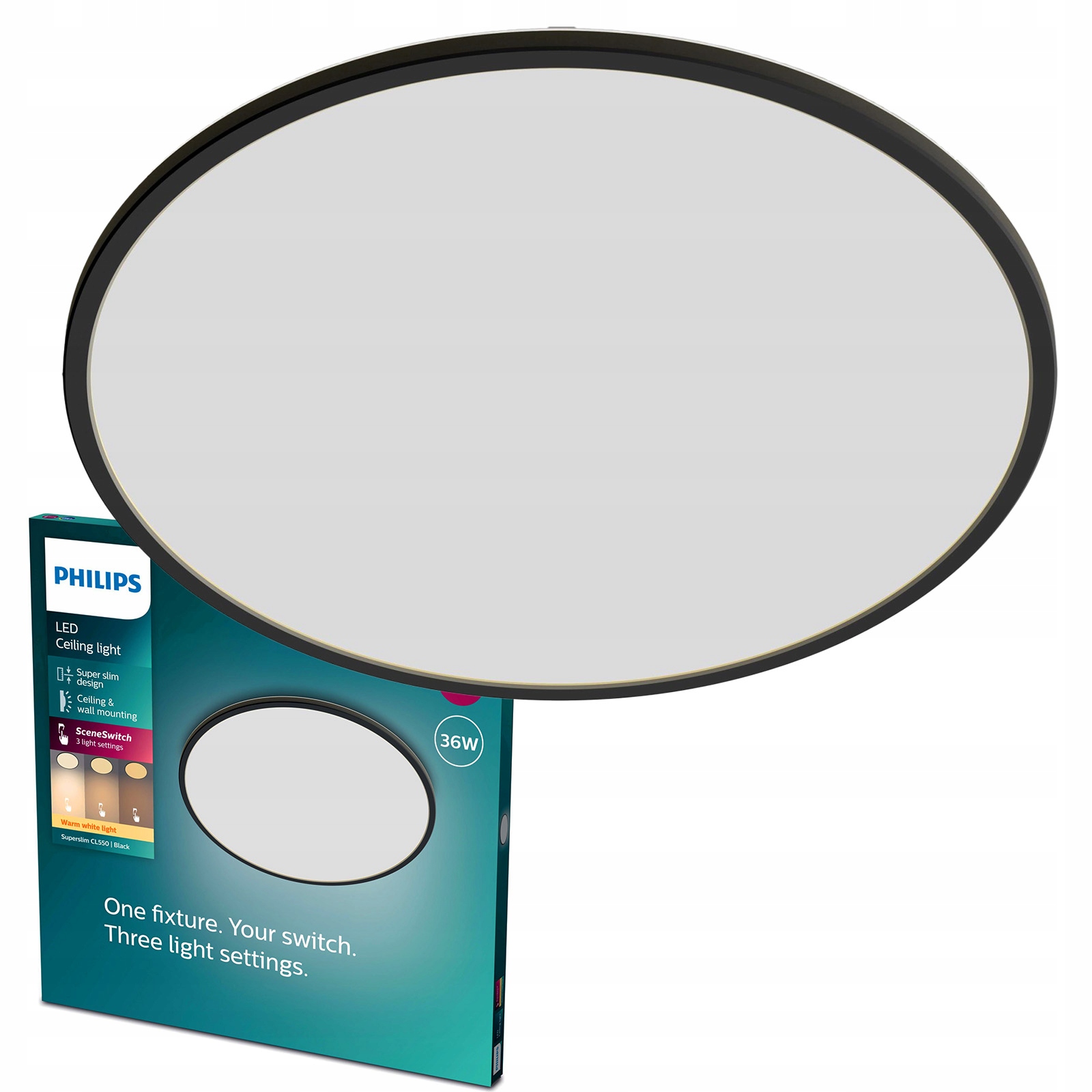 Stropné Svietidlo Led Stropné svietidlo Nástenná Superslim 36W 55cm Stmievateľné Philips