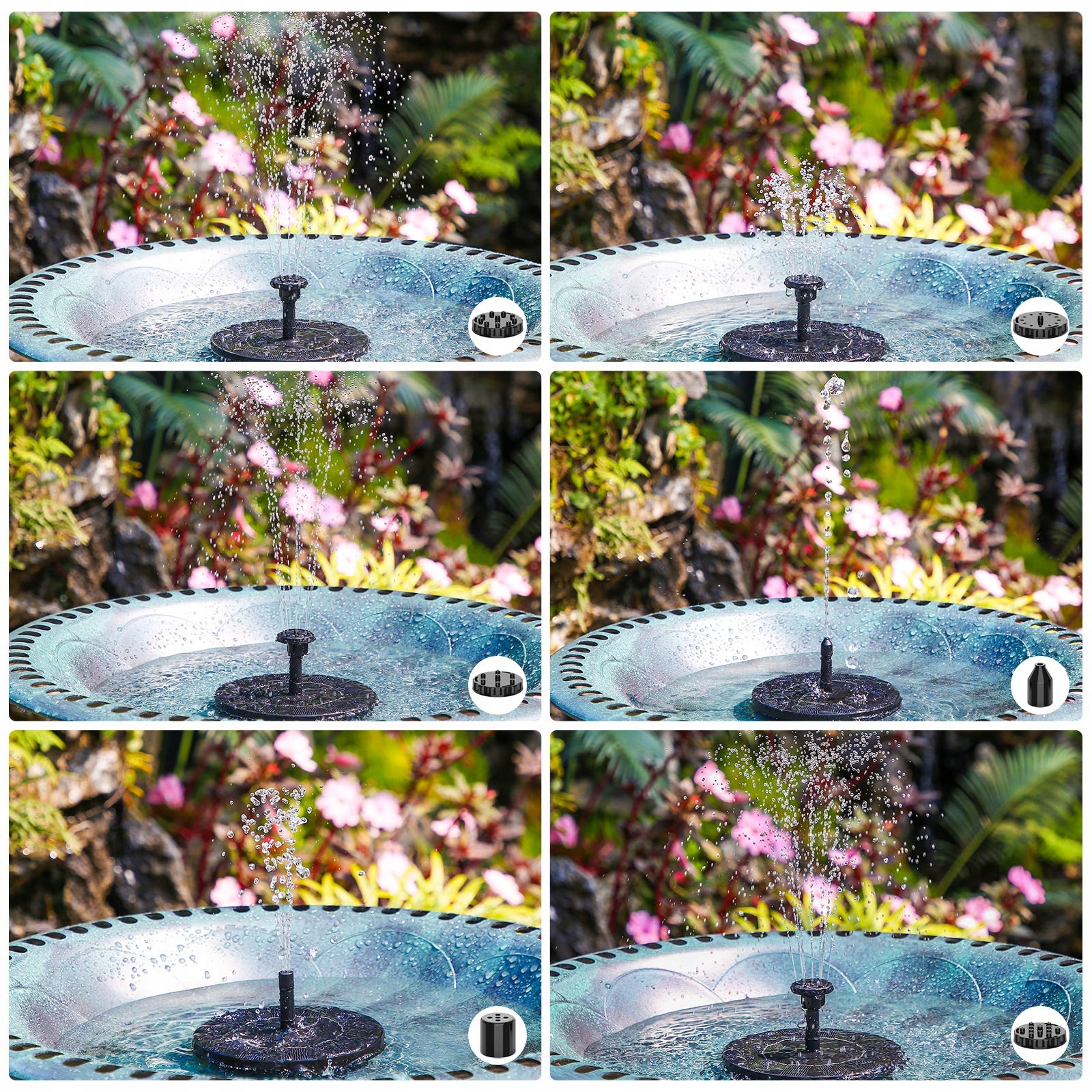 AISITIN 2,5W Solar Fountain Pump for Garden Pond, Floating, 6 Nozzles — miniatura 6