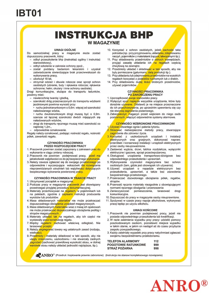 

Instrukcja bezpieczeństwa i higieny pracy magazyn
