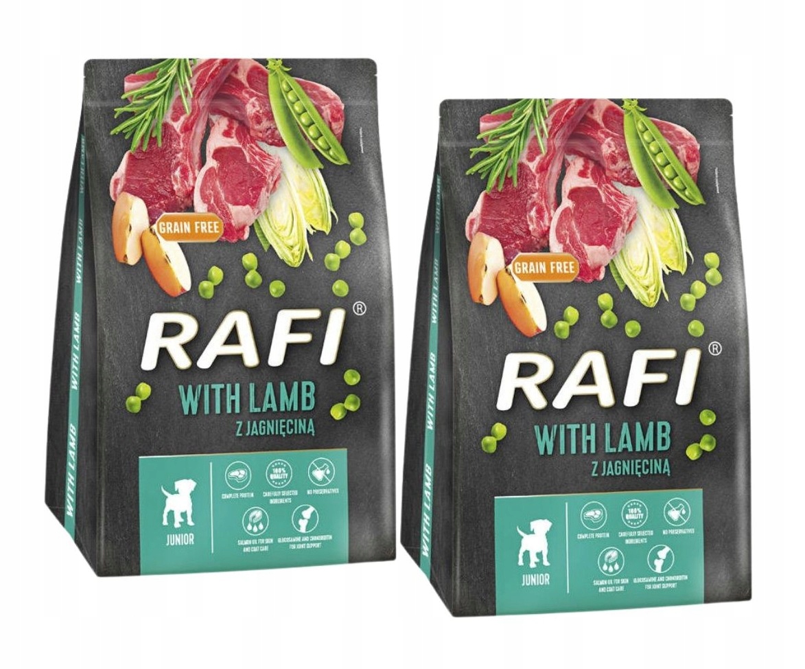 Levně Rafi suché krmivo pro psy Junior s jehněčím masem 2x3kg Dolina Noteci