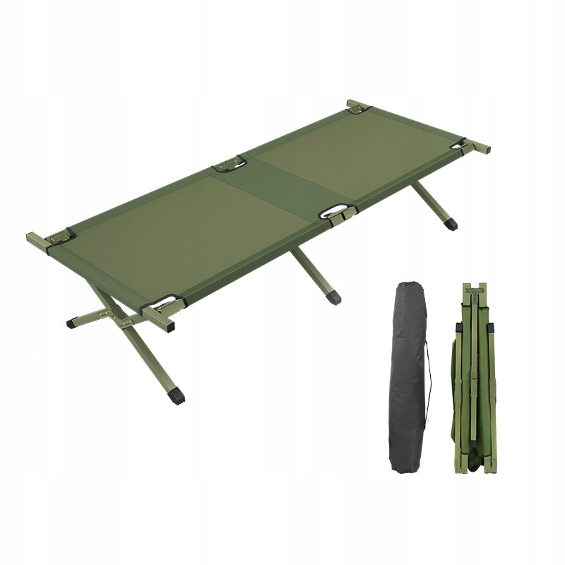 Łóżko polowe turystyczne składane kanadyjka obozowa solidna z pokrowcem