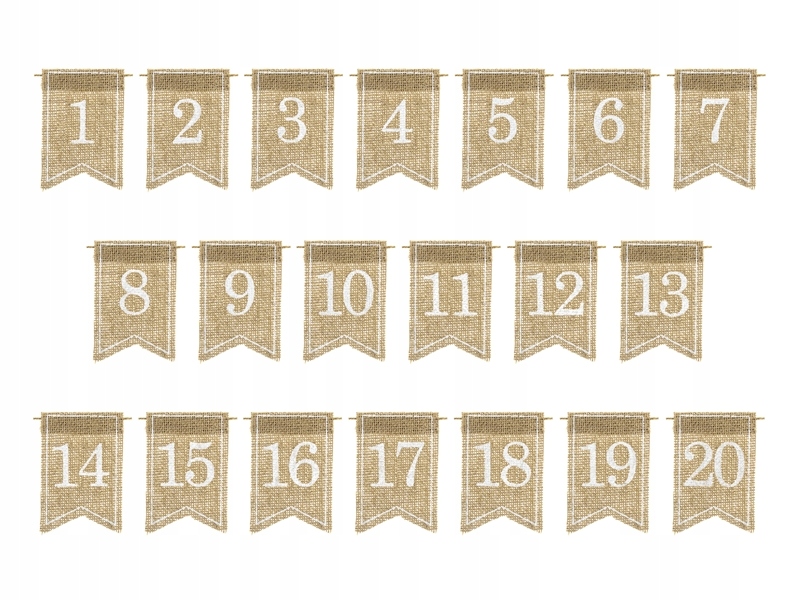 

Jutowe numery na stół numeracja ślub wesele 20szt