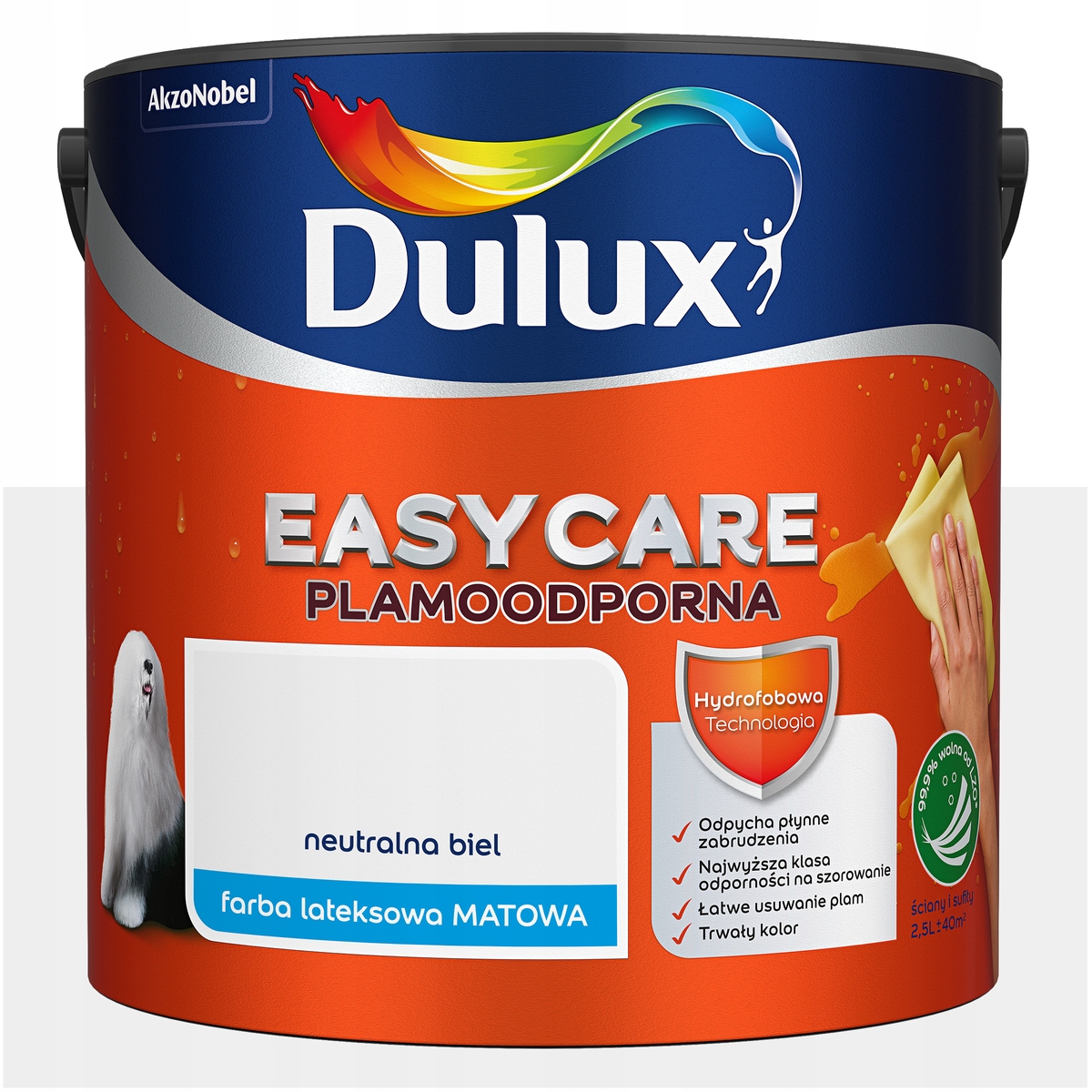 Farba do ścian sufitów Plamoodporna Dulux Easycare Neutralna Biel 2,5L