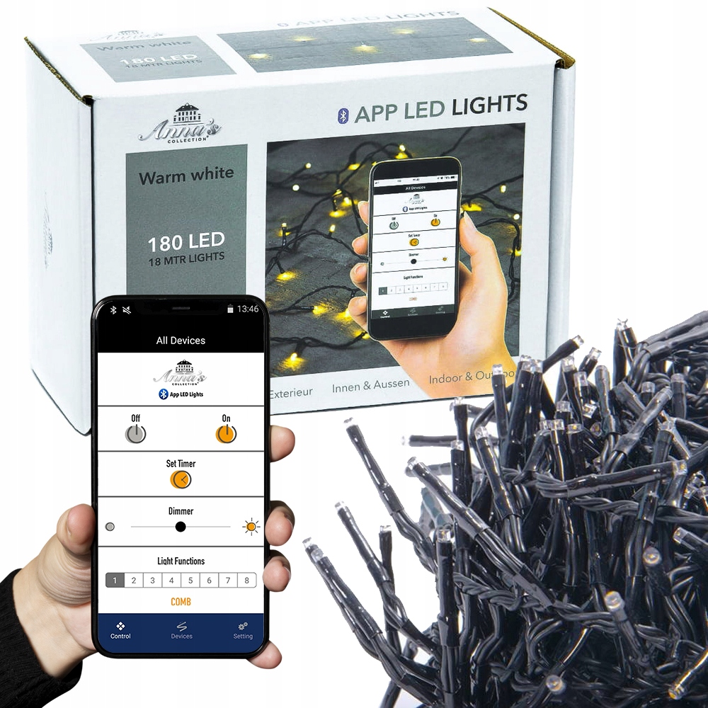 

Światełka na choinkę sterowane telefonem 180LED