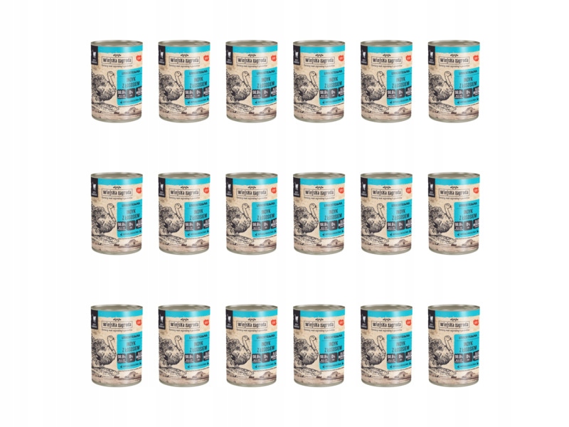 Karma dla kota Wiejska Zagroda Indyk z łososiem 18 x 400 g