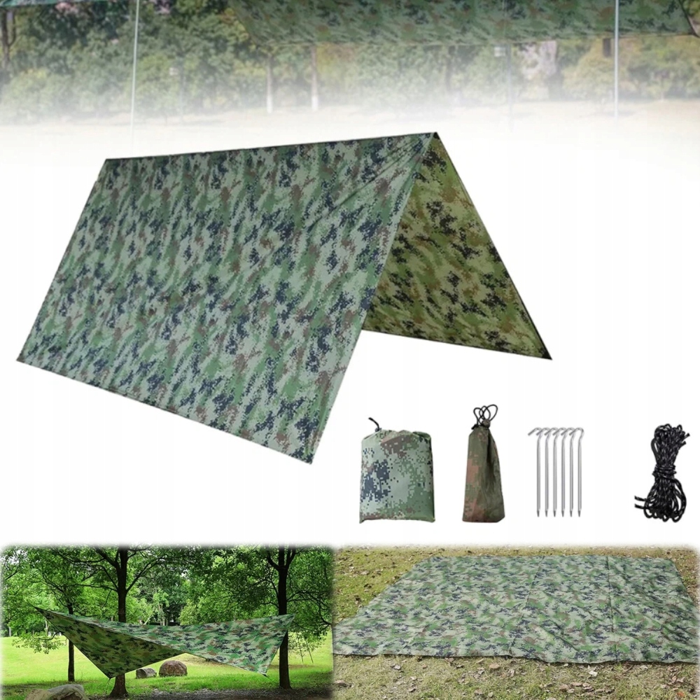 Tarp wodoodporny płachta plandeka biwakowa namiot 292x298cm