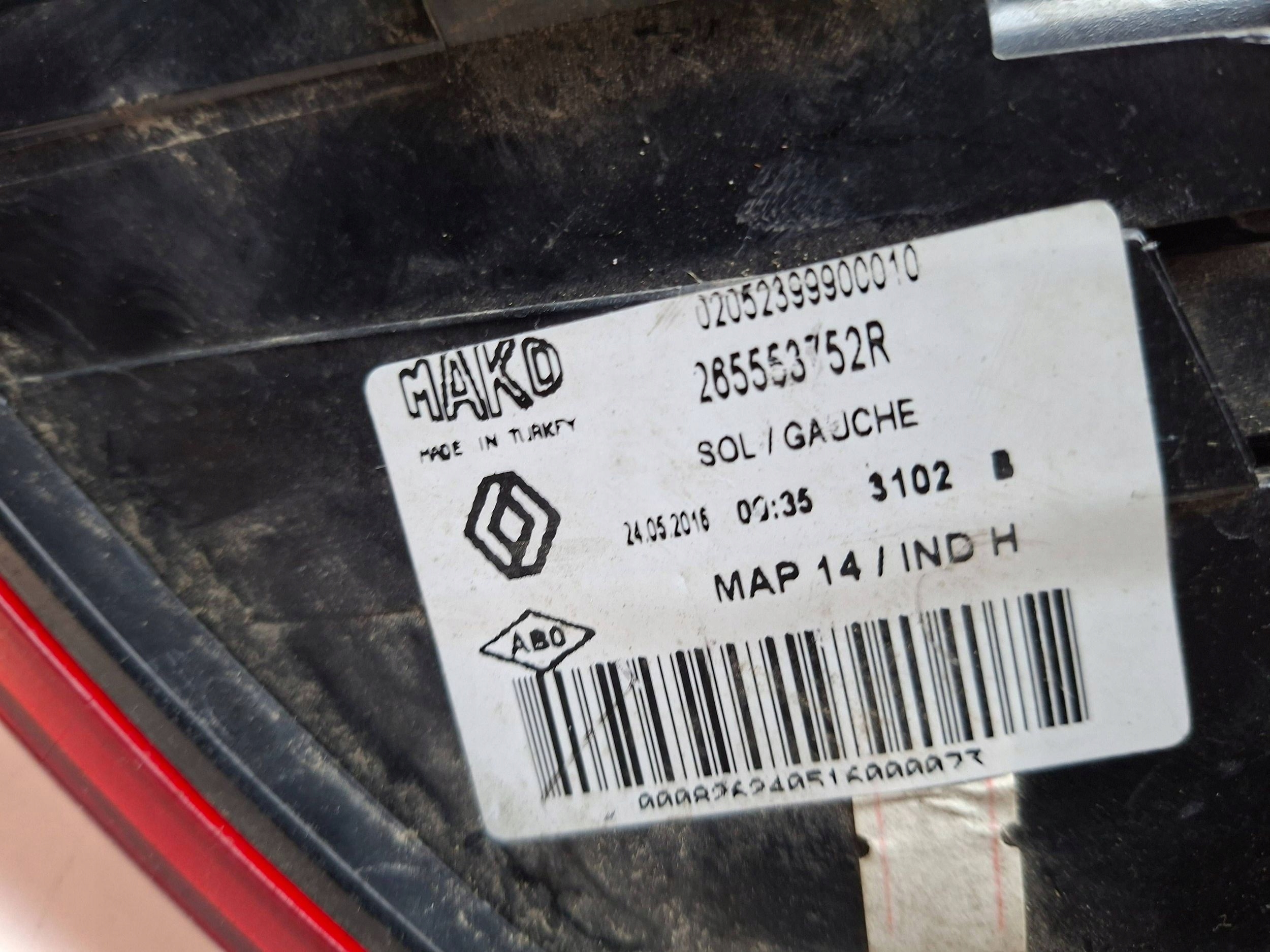 light rear left 265553752R RENAULT CLIO IV HB LIFT 2016