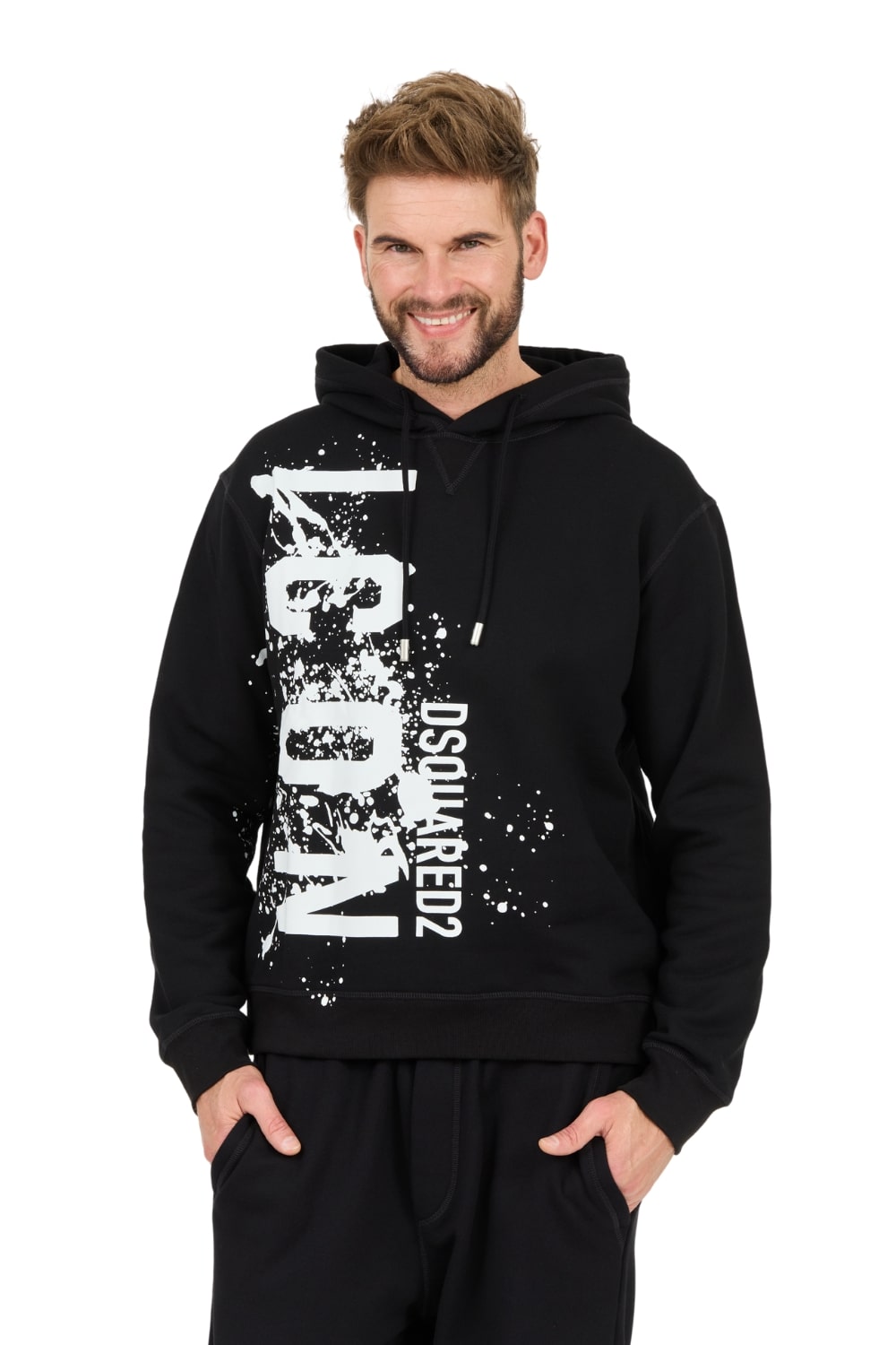 DSQUARED2 Černá mikina s kapucí Icon Splash Cool Fit Hoodie XXL