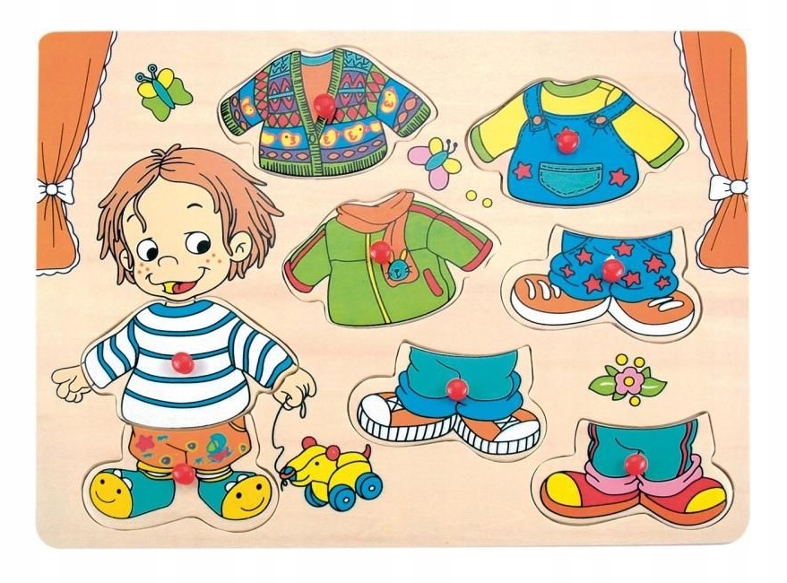 

Puzzle drewniane z uchwytami dla malucha Ubieranka