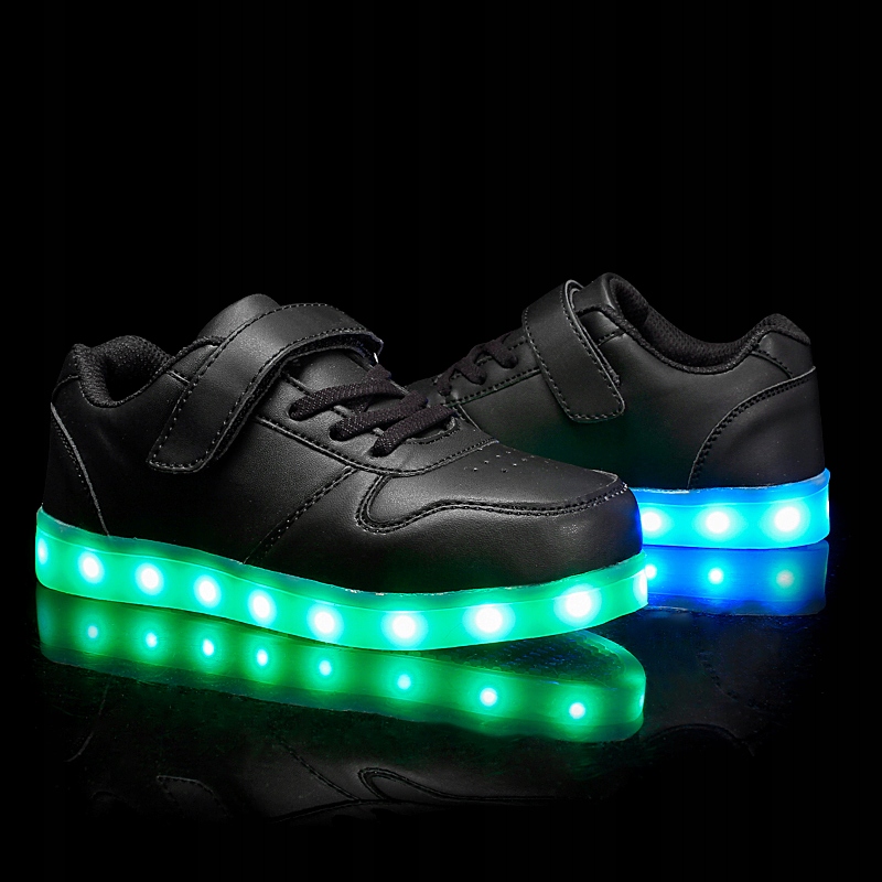 BUTY LED Z PODŚWIETLENIEM ŚWIECĄCE NA RZEP CZARNE Bohater brak