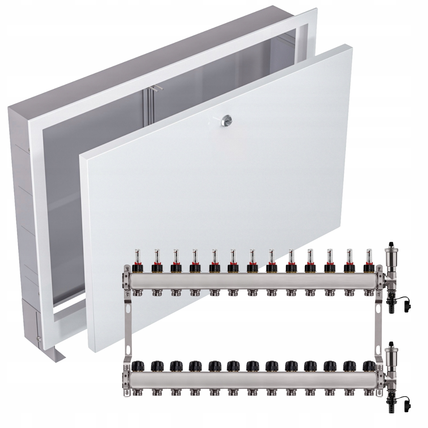 Nerezový Rozdělovač Podlahových Krytin 13+ Podomítkový Box Bílý