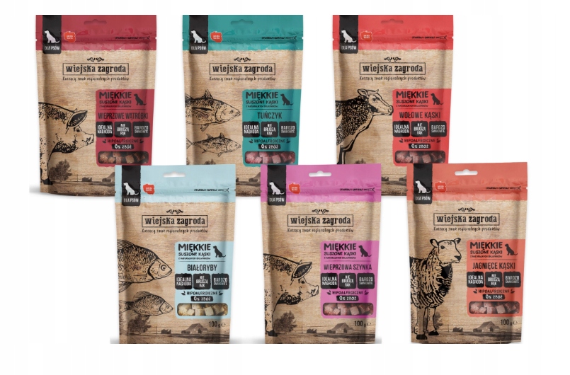 Wiejska Zagroda Masové Kousky Psí Pamlsek MIX Chutí 6x100g