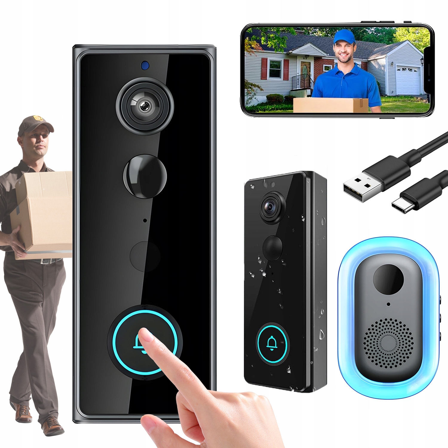 Bezdrátový Zvonek S Kamerou Do Dveří Brány Wifi Smart Voděodolný