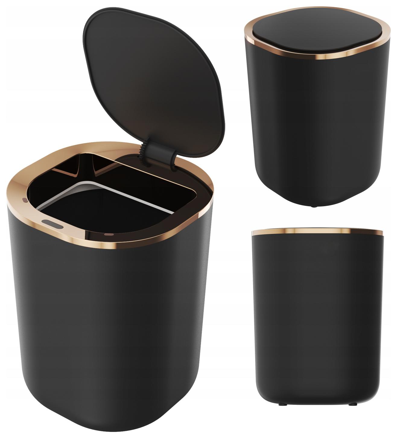 Odpadkový Koš Do Koupelny Na Toaletu Bezdotykový 12L Černý Rose Gold