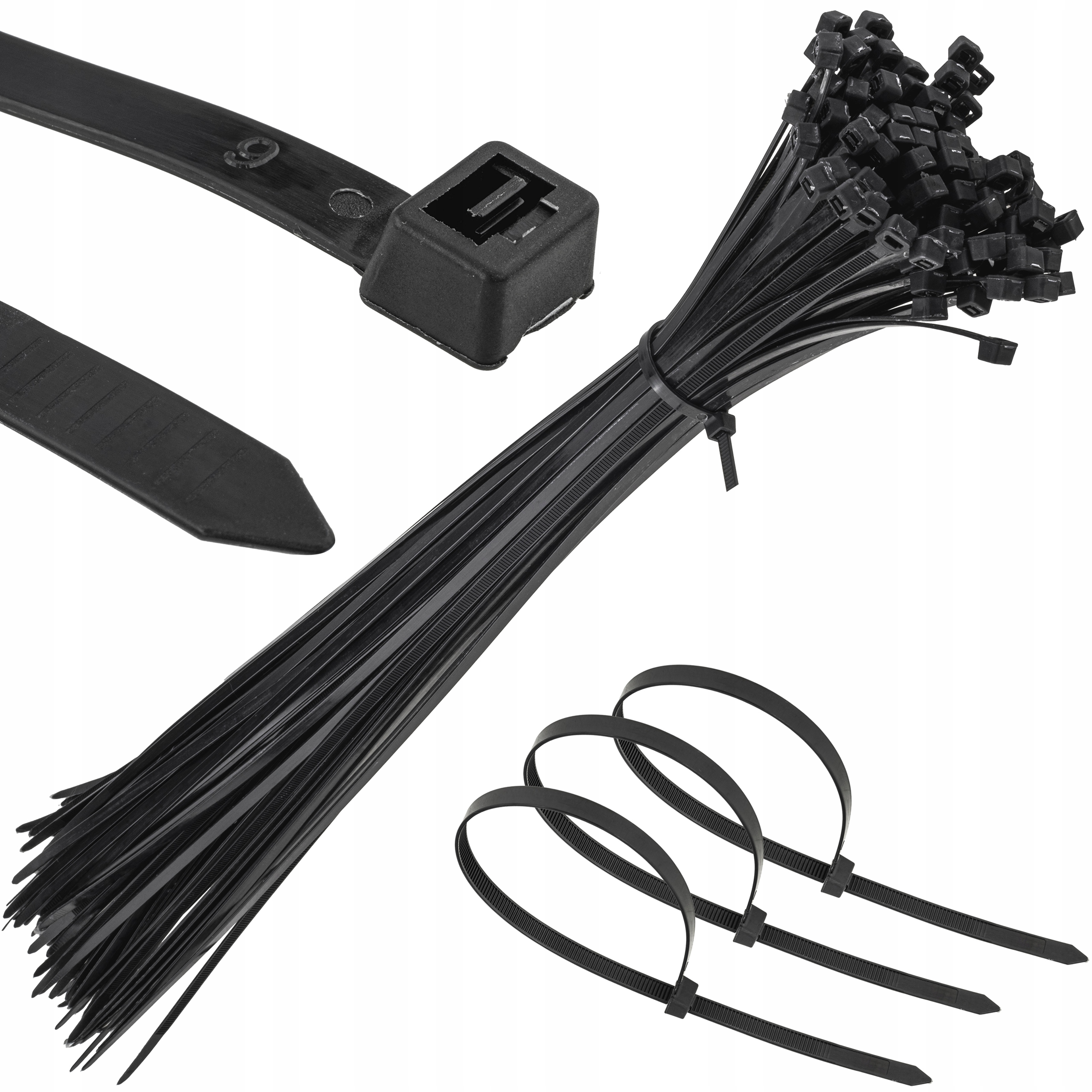 Mocne Opaski Zaciskowe Kablowe Trytki Czarne 4,8x500 100szt