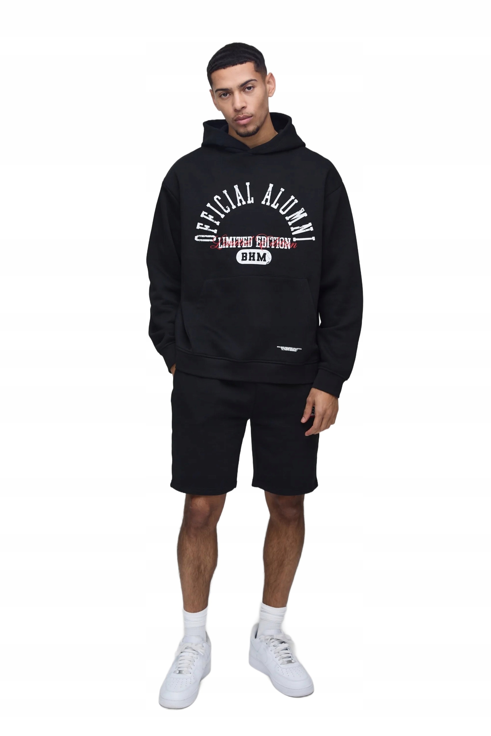 Boohooman Černá Tepláková Souprava S S Kapucí A Nápisy S Z3A