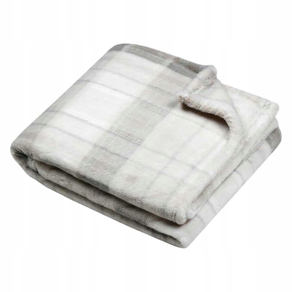 Plyšová Deka Polyester Šedá S Mřížkou 130 X 160 CM