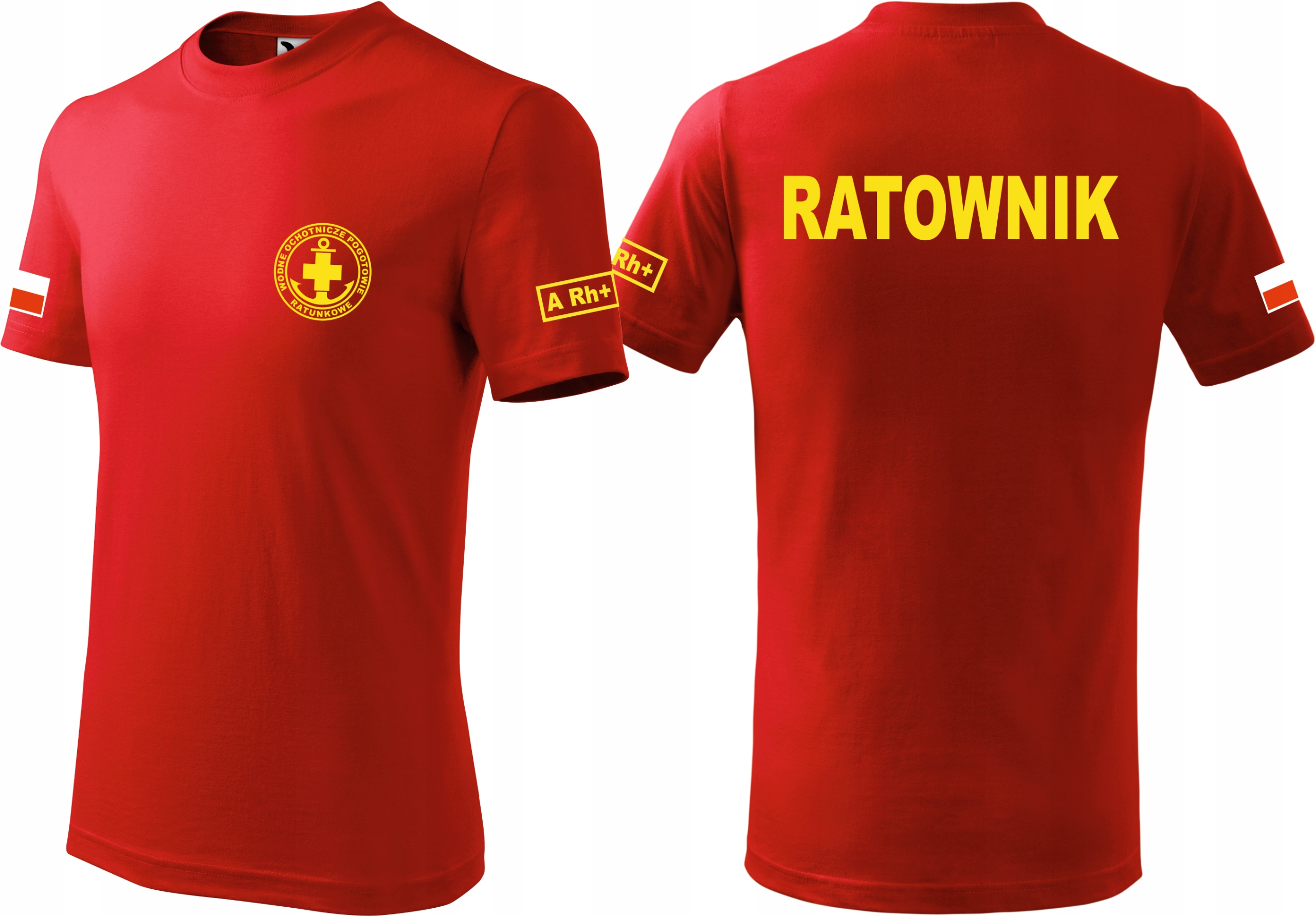 

Koszulka Ratownik Wopr + Grupa Krwi i flaga Polski