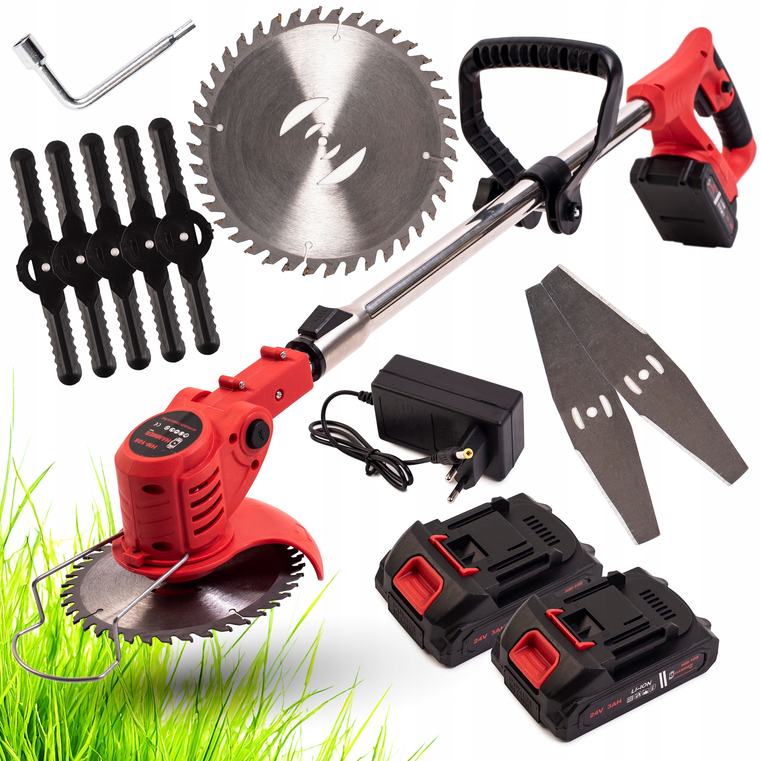 Podkaszarka 2x akumulatorowa kosa ogrodowa Wykaszarka trawy Zestaw Kosiarka