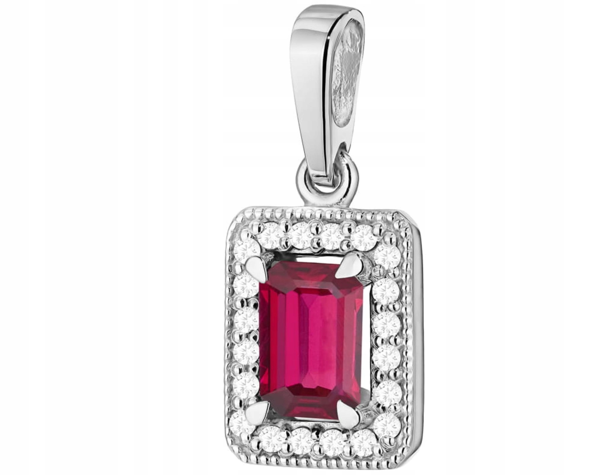 Bílé Zlato Přívěsek Přírodní Kámen Rubín Diamanty 585 Dárek