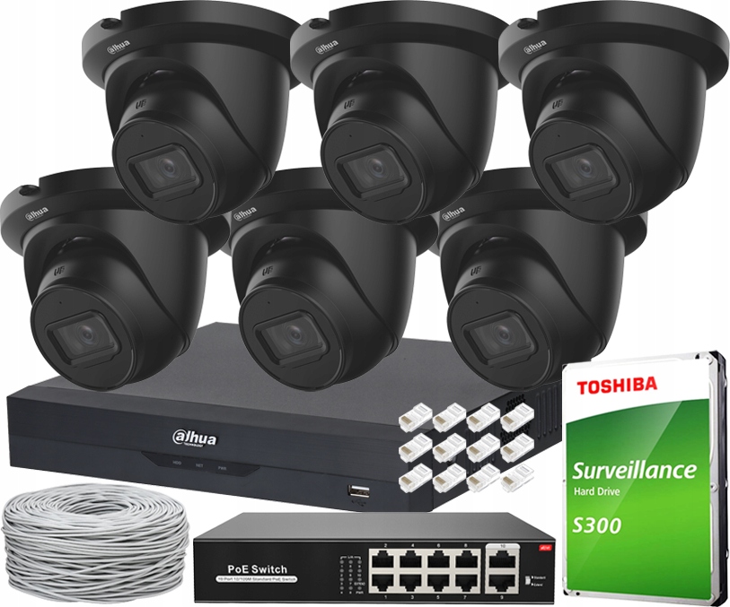 Sada 6 Ip Kamier Dahua IPC-HDW2541TM-S Ir 30M Záznamník Disk 1TB