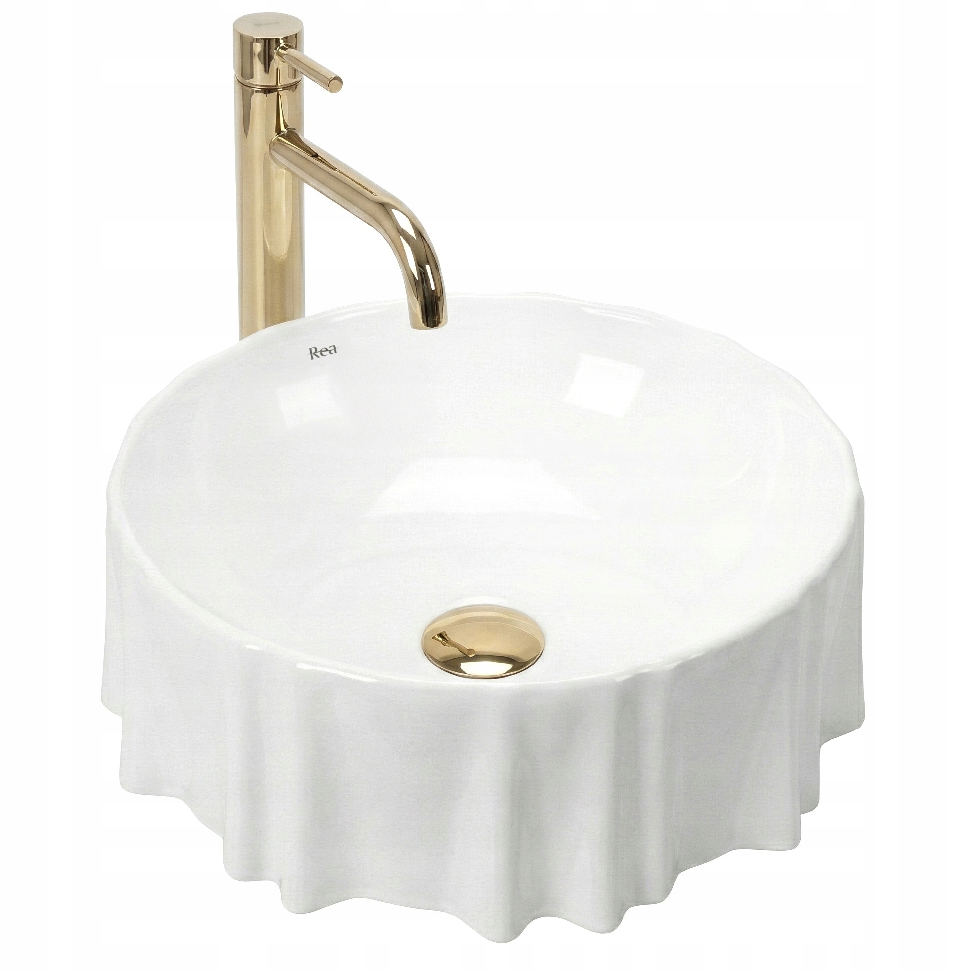 Umývadlová Doska Okrúhla Biela Rea Dizajnová Anastazia Glamour Lesk