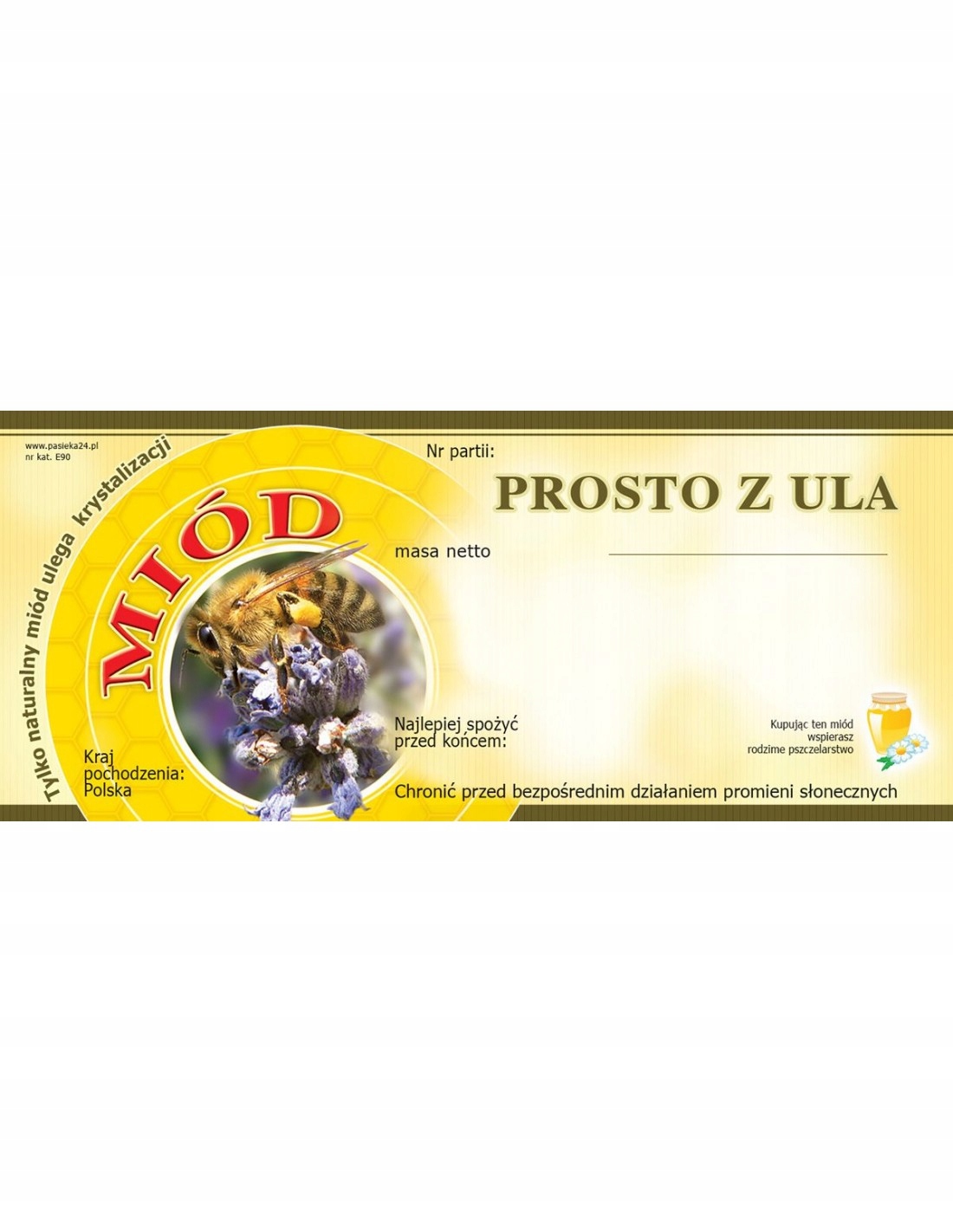 

Etykieta naklejka na miód 116x50 Prosto Z Ula E90
