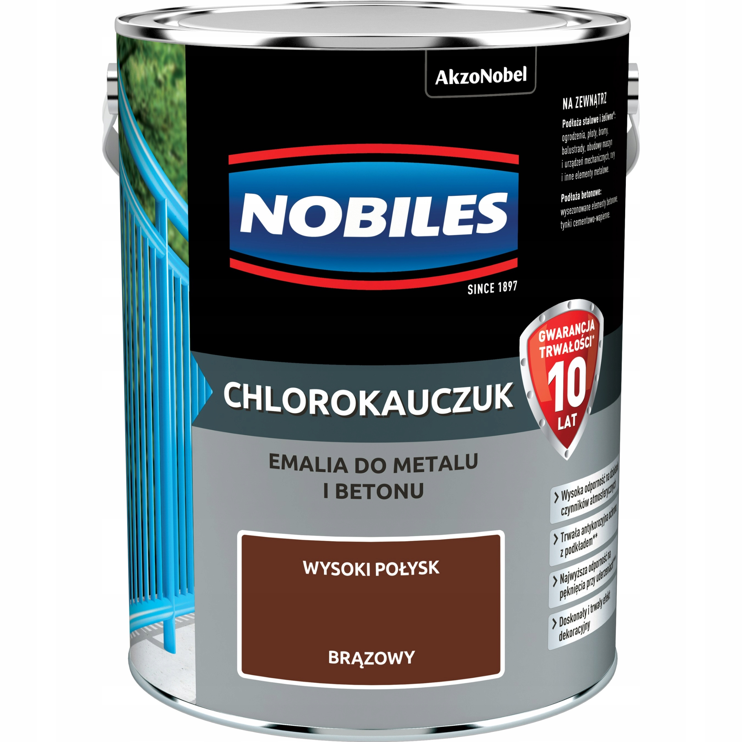 Nobiles Emalia Chlorokauczuk do metalu Brązowy 5L
