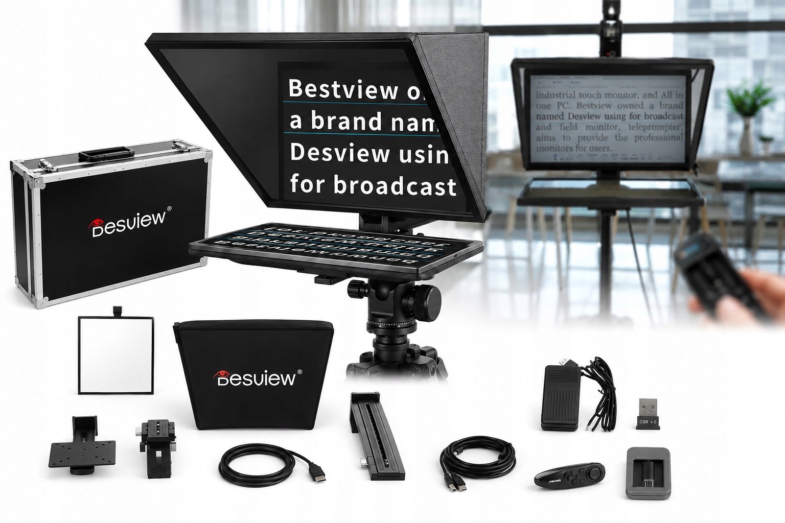 Teleprompter Desview T22 pro kamery fotoaparátů a smartphonů 22" sada