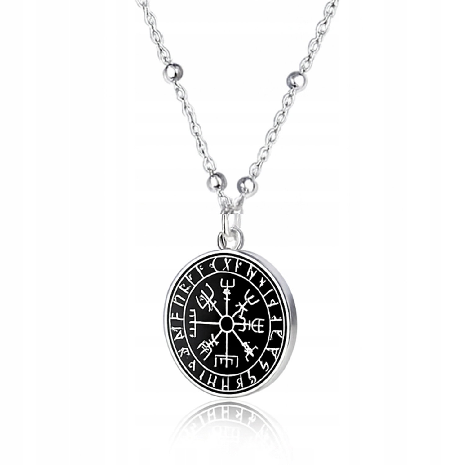 Runový Kompas Vikingů Vegvisir Stříbrný kuličkový náhrdelník stříbro 925