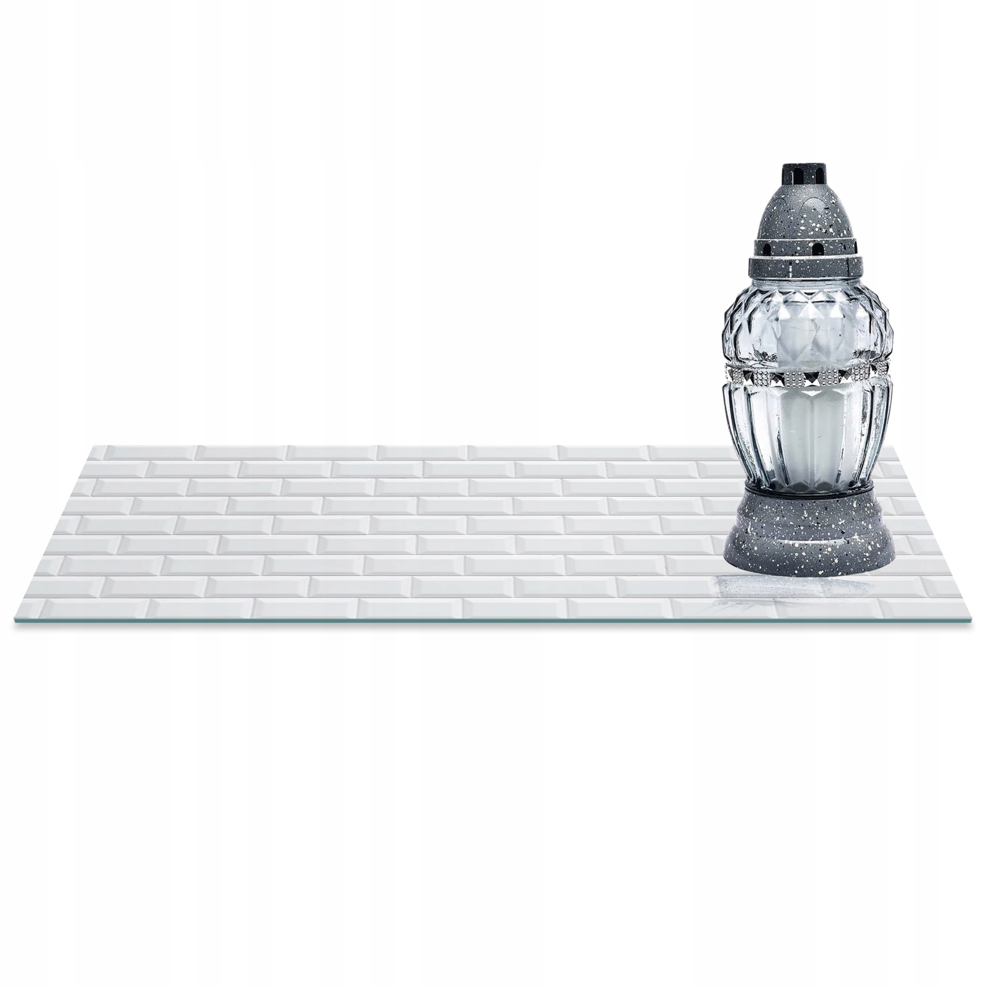 SZKLANA PODSTAWKA POD ZNICZE 60x30cm Mur biel 243d