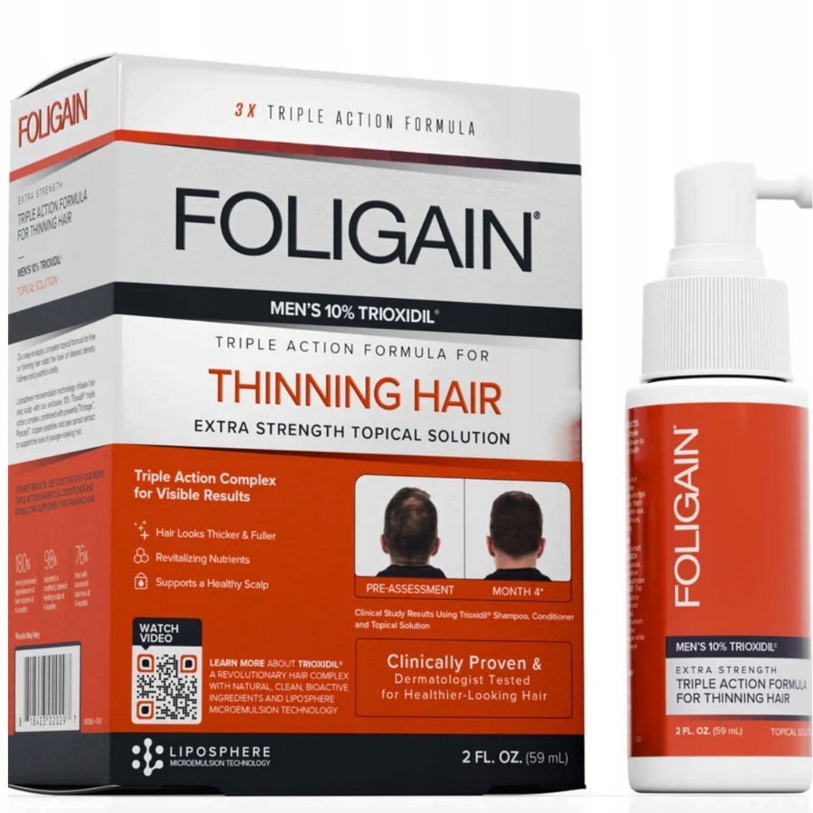 Foligain Triple Action 10% Trioxidil 59ml Wypadanie Włosów dla Mężczyzn